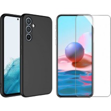 Tekno Grup Galaxy A14 Kılıf Içi Kadife Yumuşak Lansman Kılıf-Siyah + Cam Ekran Koruyucu