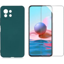 Tekno Grup Xiaomi Mi 11 Lite Kılıf  Içi Kadife Yumuşak Lansman Kılıf-Koyu Yeşil + Cam Ekran Koruyucu