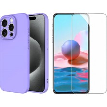 Tekno Grup Iphone 15 Pro Max Kılıf Içi Kadife Yumuşak Lansman Kılıf-Lila + Cam Ekran Koruyucu