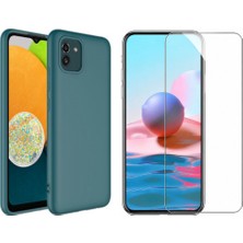 Tekno Grup Galaxy A03 Kılıf Içi Kadife Yumuşak Lansman Kılıf-Koyu Yeşil + Cam Ekran Koruyucu