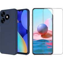Tekno Grup Tecno Spark 10 4g Kılıf Içi Kadife Yumuşak Lansman Kılıf-Lacivert + Cam Ekran Koruyucu
