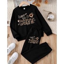 Lyzalüxen Cute Baskılı  Kız Çocuk Eşofman Takım