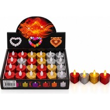 My Best Store 24 Adet Pilli Kalpli - Simli Renkli LED Mum Çap : 3.5cm Yükseklik : 4.2cm İ10-026 (4887)