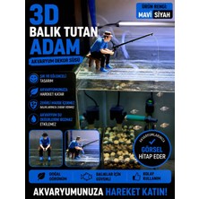 🎣 3D Balık Tutan Adam – Akvaryum Dekor Süsü (Mavi/siyah Renk)