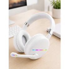 Ematcrt Beyaz Kablosuz Bluetooth Kulaklık Mikrofonlu Ergonomik Kulak Üstü Tasarım - Lisinya