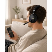 Ematcrt Rgb Işıklı Bluetooth Mikrofonlu Kulaklık Uzun Süreli Kullanım Type-C Şarjlı - Lisinya