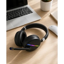 Ematcrt Mikrofonlu Bluetooth Kulak Üstü Kulaklık Rgb Aydınlatmalı Type-C Şarjlı - Lisinya