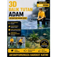 🎣 3D Balık Tutan Adam – Akvaryum Dekor Süsü (Sarı/siyah Renk)
