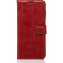 Tılsım Tekno Kırmızı iPhone 18 Pro Max Hakiki Deri Cüzdan Kılıf Kapaklı Mıknatıslı Kartlık Bölmeli Cüzdanlı Stand Özellikli