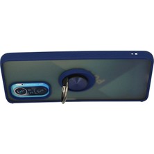 Jenerik Xiaomi Redmi K40 Kılıf Montreal Yüzüklü Silikon Kapak - Lacivert