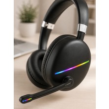 Ematcrt Bluetooth 5.0 Rgb Işıklı Mikrofonlu Kablosuz Kulak Üstü Kulaklık - Lisinya