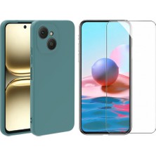 Tekno Grup Tecno Spark 40C Kılıf Içi Kadife Yumuşak Lansman Kılıf-Koyu Yeşil + Cam Ekran Koruyucu