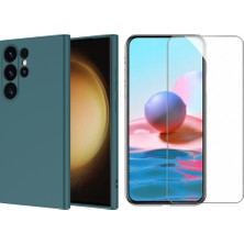 Tekno Grup Galaxy S26 Ultra Kılıf Içi Kadife Yumuşak Lansman Kılıf-Koyu Yeşil + Cam Ekran Koruyucu