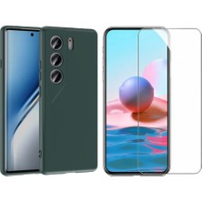 Tekno Grup Tecno Camon 40 4g Kılıf Içi Kadife Yumuşak Lansman Kılıf-Koyu Yeşil + Cam Ekran Koruyucu
