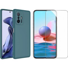 Tekno Grup Xiaomi Mi 11T 5g Kılıf  Içi Kadife Yumuşak Lansman Kılıf-Koyu Yeşil + Cam Ekran Koruyucu