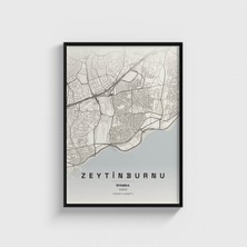 Domirus Istanbul Zeytinburnu Ilçe Haritası Tablo Çerçeveli Poster Duvar Dekorasyonu