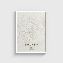 Domirus Ordu Gölköy Ilçe Haritası Tablo Çerçeveli Poster Duvar Dekorasyonu