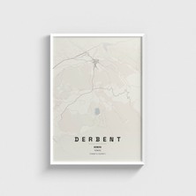 Domirus Konya Derbent Ilçe Haritası Tablo Çerçeveli Poster Duvar Dekorasyonu