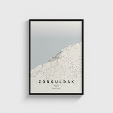 Domirus Zonguldak Şehir Haritası Tablo Çerçeveli Poster Duvar Dekorasyonu