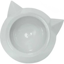 Semel Plastik Tekli Kedi Mama ve Su Kabı - Beyaz