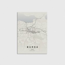 Domirus Bursa Şehir Haritası Poster Çerçevesiz Duvar Dekorasyonu