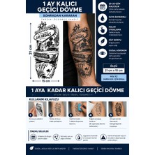 1 Ay Kalıcı 24 Saat Sonra Kararan 15X21 cm Yarım Kol Las Vegas Dövmesi  Model Geçici Dövme Tattoo