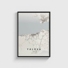 Domirus Yalova Şehir Haritası Tablo Çerçeveli Poster Duvar Dekorasyonu