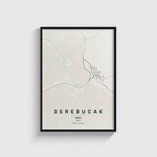 Domirus Konya Derebucak Ilçe Haritası Tablo Çerçeveli Poster Duvar Dekorasyonu