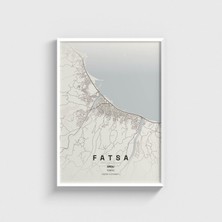 Domirus Ordu Fatsa Ilçe Haritası Tablo Çerçeveli Poster Duvar Dekorasyonu