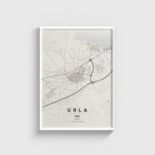 Domirus Izmir Urla Ilçe Haritası Tablo Çerçeveli Poster Duvar Dekorasyonu