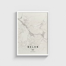 Domirus Hatay Belen Ilçe Haritası Tablo Çerçeveli Poster Duvar Dekorasyonu