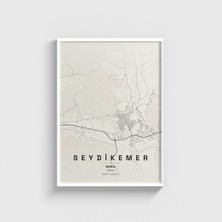 Domirus Muğla Seydikemer Ilçe Haritası Tablo Çerçeveli Poster Duvar Dekorasyonu