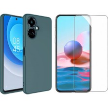 Tekno Grup Tecno Camon 19 Pro Kılıf Içi Kadife Yumuşak Lansman Kılıf-Koyu Yeşil + Cam Ekran Koruyucu