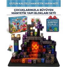 Ayaz Joy Boy Minecraft Temalı Manyetik Blok Oyuncak Seti 100 Parça + 3 Sürpriz Figür ve Taşıma Çantası Hediyeli Eğitici Stem