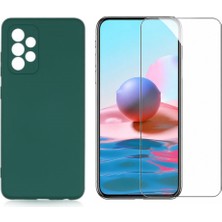Tekno Grup Galaxy A52 Kılıf Içi Kadife Yumuşak Lansman Kılıf-Koyu Yeşil + Cam Ekran Koruyucu