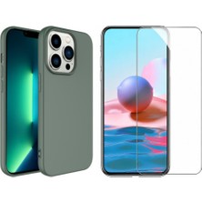 Tekno Grup Iphone 14 Pro Kılıf Içi Kadife Yumuşak Lansman Kılıf-Koyu Yeşil + Cam Ekran Koruyucu