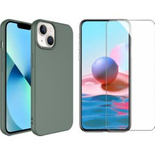 Tekno Grup Iphone 14 Plus Kılıf Içi Kadife Yumuşak Lansman Kılıf-Koyu Yeşil + Cam Ekran Koruyucu