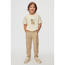NK 04-08 Yaş Erkek Çocuk Camel Kargo Cep Pantolon - Camel