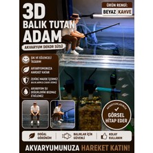 🎣 3D Balık Tutan Adam – Akvaryum Dekor Süsü (Beyaz/kahve Rengi)