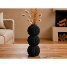 Bezos 3D Baskı Modern 3 Küre Dekoratif Vazo - Minimal Çiçek Vazosu, Masaüstü Ev ve Ofis Dekoru-Siyah