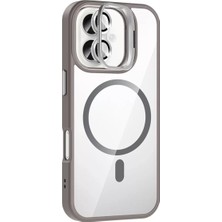 Bezos Joko Apple iPhone 16 Plus Remim Lensli Magsafe Standlı Kapak - Titan Gri