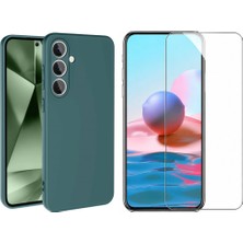 Tekno Grup Galaxy S24 Fe Kılıf Içi Kadife Yumuşak Lansman Kılıf-Koyu Yeşil + Cam Ekran Koruyucu