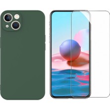 Tekno Grup Iphone 13 Kılıf Içi Kadife Yumuşak Lansman Kılıf-Koyu Yeşil + Cam Ekran Koruyucu