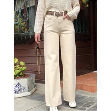 Woddi Zofya Den Krem Yüksek Bel Palazzo Jeans,likralı Bol Paça Wide Leg Kot Pantolondk-5