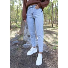 Woddi Çnr Kadın Yüksek Bel Mom Jeans Likralı Esnek Kot Pantolon Yeni Hsn