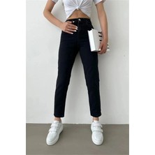 Woddi Çnr Kadın Yüksek Bel Mom Jeans Likralı Esnek Kot Pantolon Yeni Hsn