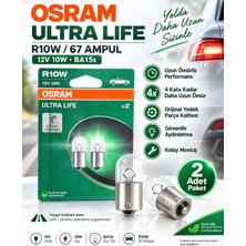 Osram R10W 67 Tip Ultra Life 12V 10W BA15S 4 Kata Kadar Uzun Ömürlü Ampul 2 Adet