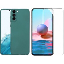 Tekno Grup Galaxy S22 Kılıf Içi Kadife Yumuşak Lansman Kılıf-Koyu Yeşil + Cam Ekran Koruyucu