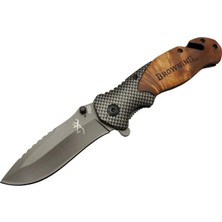 Semel X50 Kahverengi Kurtarma / Kamp Çakısı 20,5cm- Yarı Otomatik, Kemerlikli, Ahşap Sap, Cam Kırma ve Ip Kesme Aparatlı