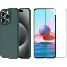 Tekno Grup Iphone 15 Pro Max Kılıf Içi Kadife Yumuşak Lansman Kılıf-Koyu Yeşil + Cam Ekran Koruyucu